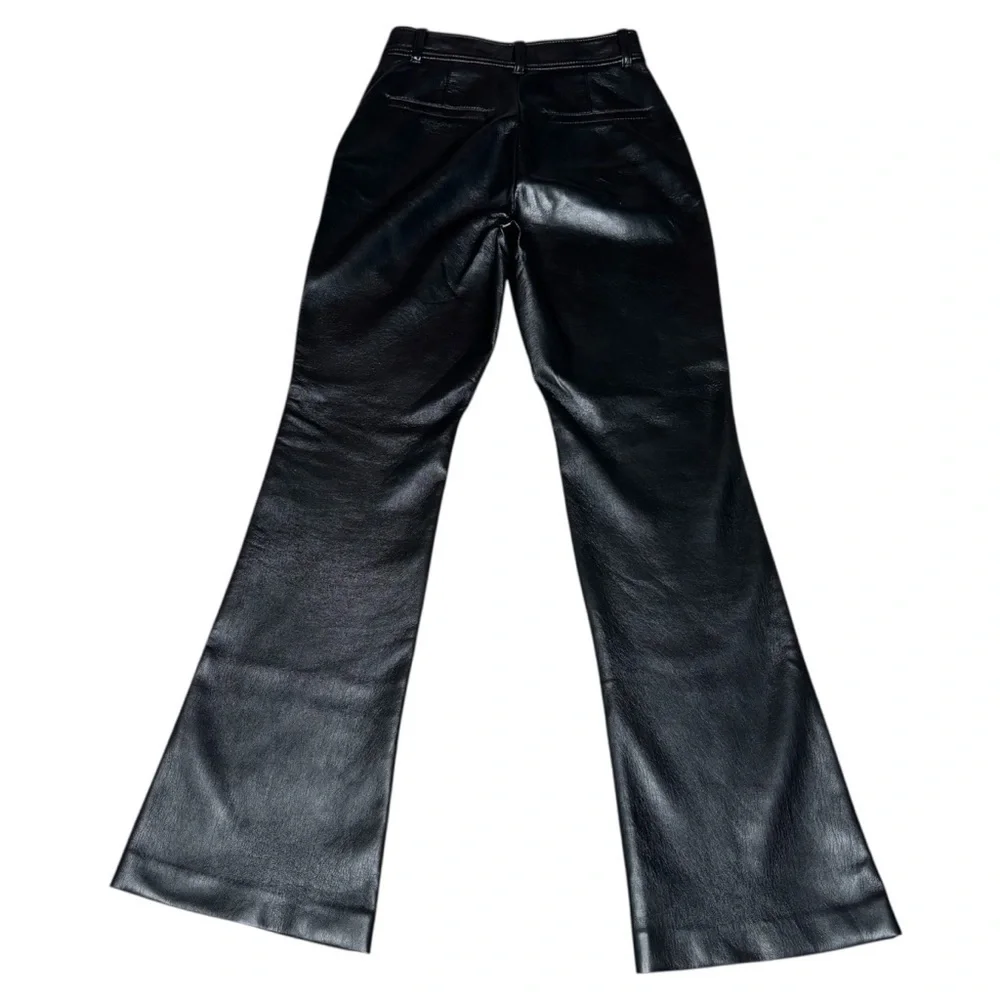 Babaton Black Faux Leather High Waisted Flare Pants Size Zero